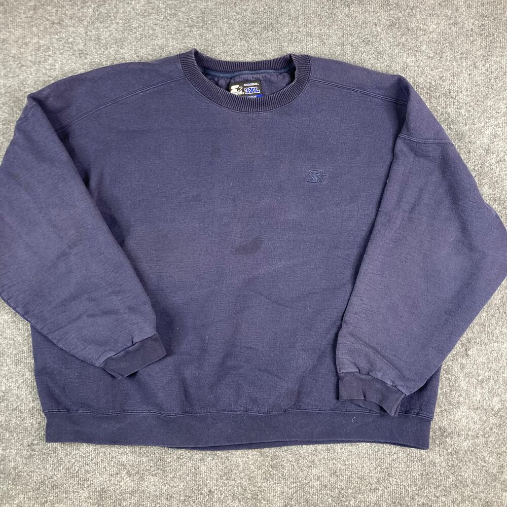 Starter Sweatshirt Mens 3XL Navy Heavyweight Crewneck Pullover Casual‎ Basic